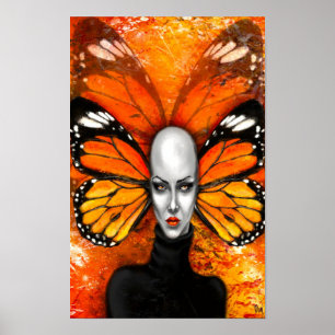 Affiche de la dame papillon - Peinture