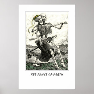 Affiche de la Danse de la Mort. Crâne de squelette