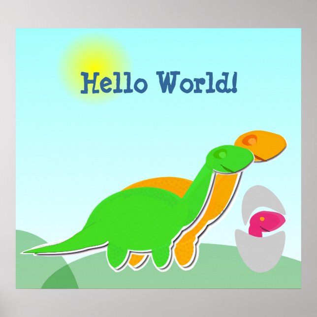 Affiche de la famille de dinosaures mignon avec un (Devant)