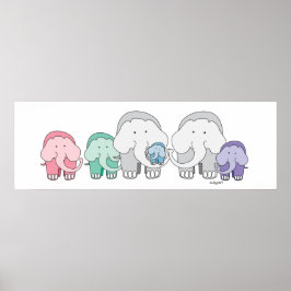 Affiche de la famille des éléphants