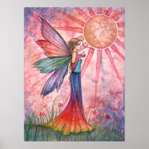 Affiche de la fée soleil et arc-en-ciel