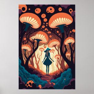 Affiche de la forêt de champignons magiques Art