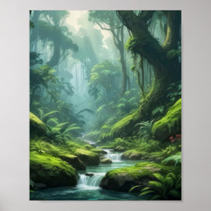 Affiche de la forêt tropicale aux feuillages verts