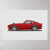 Affiche de la légendaire Fairlady Bug rouge 240z c