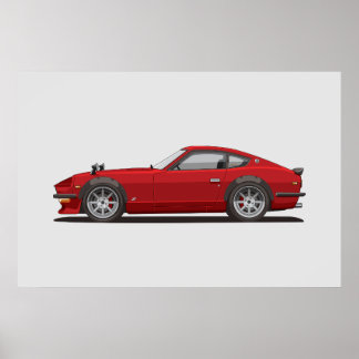 Affiche de la légendaire Fairlady Bug rouge 240z c