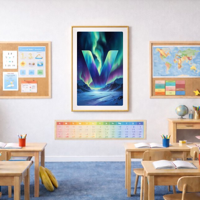 Affiche de la lettre V d'Aurora | Art des aurores  (Créateur téléchargé)