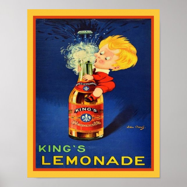 Affiche de la limonade du roi des années 1920 (Devant)