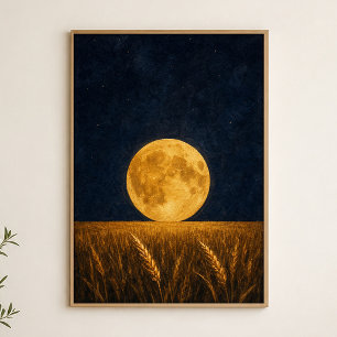 Affiche de la Lune de la Moisson Champ de Blé à l'