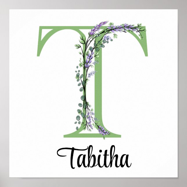 Affiche de la nurserie Monogram T Lavender Eucalyp (Devant)