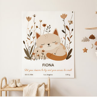 Affiche de la nursery florale de chaton dormant do