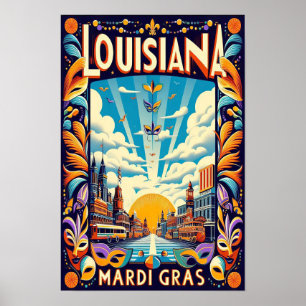 Affiche de la parade du Mardi Gras vintage de Loui