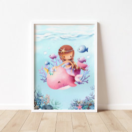 Affiche de la pépinière de baleine rose de Mermaid