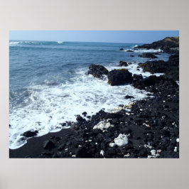 Affiche de la plage de sable noir de Big Island Ha