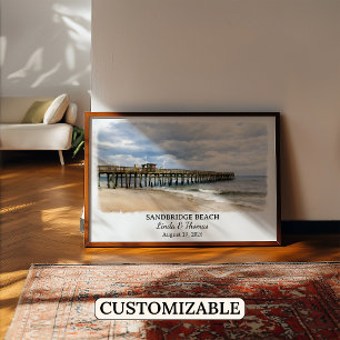 Affiche de la plage de Sandbridge en Virginie, Aqu