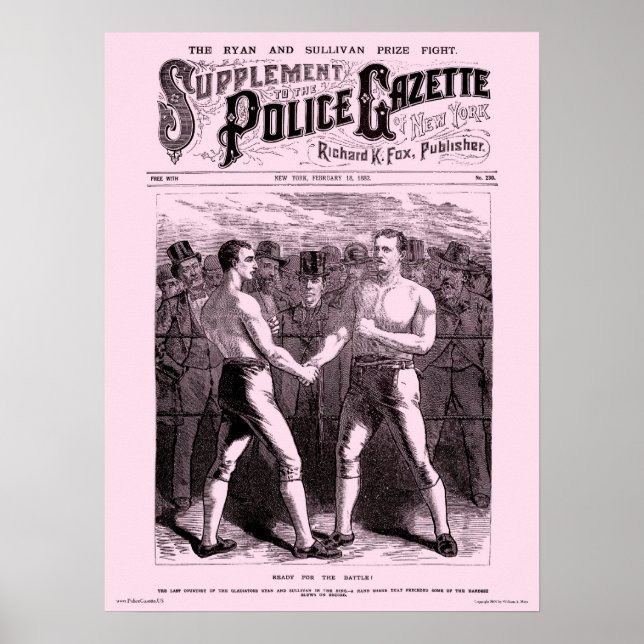 Affiche de la Police Gazette Sullivan Ryan (Devant)