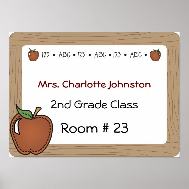 Affiche de la porte de l'enseignant (Devant)