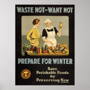 Affiche de la Première Guerre mondiale. Ne gaspill