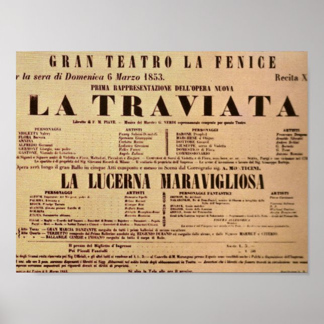 Affiche de la Première Mondiale de La Traviata (18 (Devant)