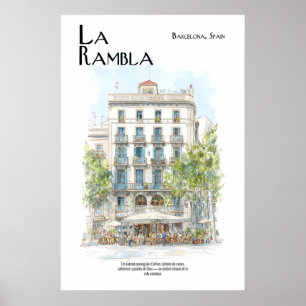 Affiche de La Rambla Barcelone Espagne Scène de ru