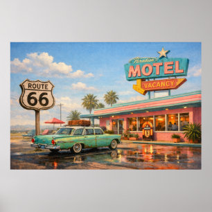 Affiche de la Route 66 du motel Paradise sous les