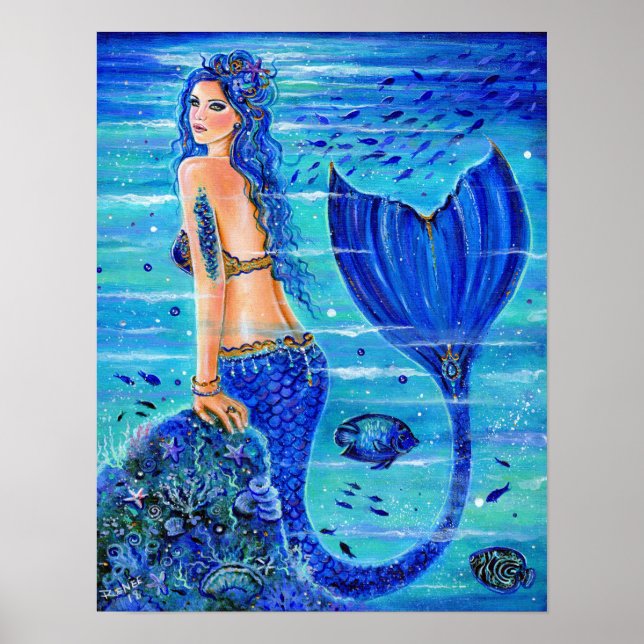 Affiche de la sirène Blue Reef par Renee Lavoie (Devant)