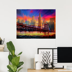 Affiche de la skyline abstraite colorée de San Fra