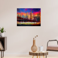 Affiche de la skyline abstraite colorée de San Fra