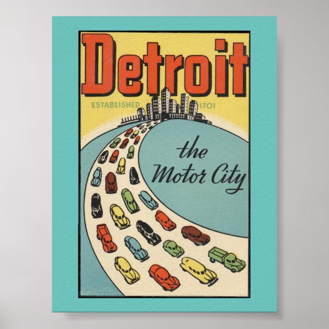 Affiche de la ville automobile de Détroit (Devant)