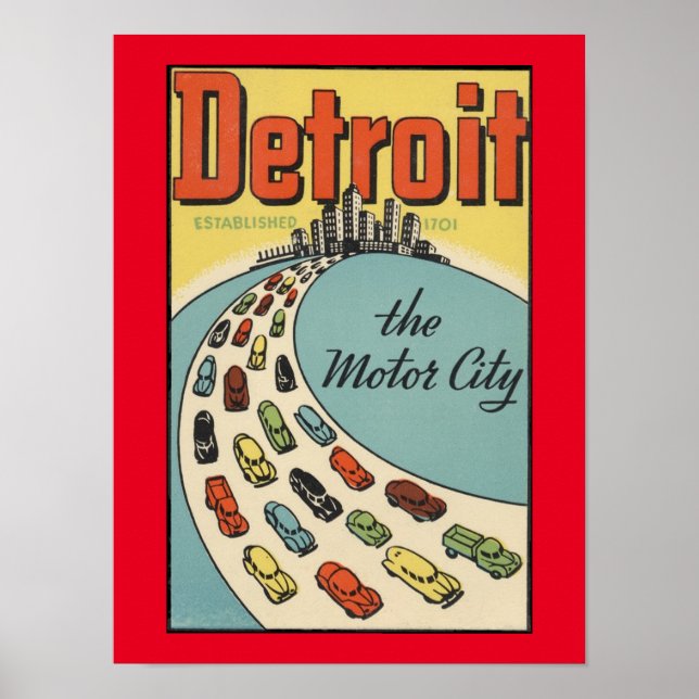 Affiche de la ville automobile de Détroit affiches (Devant)