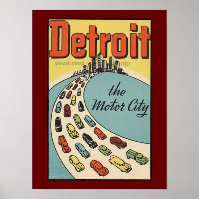 Affiche de la ville automobile de Détroit affiches (Devant)