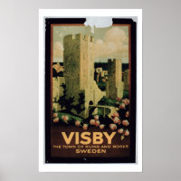 Affiche de la ville de Visby, Suède (colo