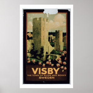 Affiche de la ville de Visby, Suède (colo