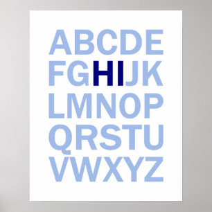 Affiche de l'alphabet ABC qui dit HI