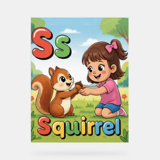 Affiche de l'alphabet lettre S S est pour Écureui
