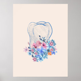 Affiche de l'art médical de la dent florale