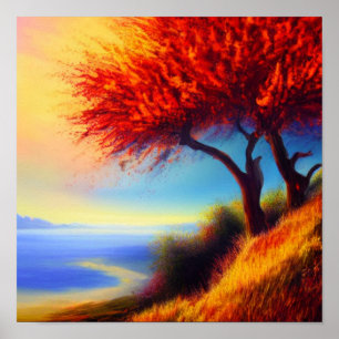 Affiche de l'automne Arbres le long d'un chemin