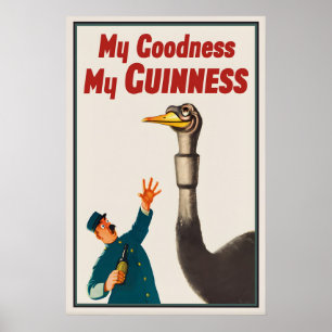 Affiche de l'autruche Guinness  John Gilroy Vintag