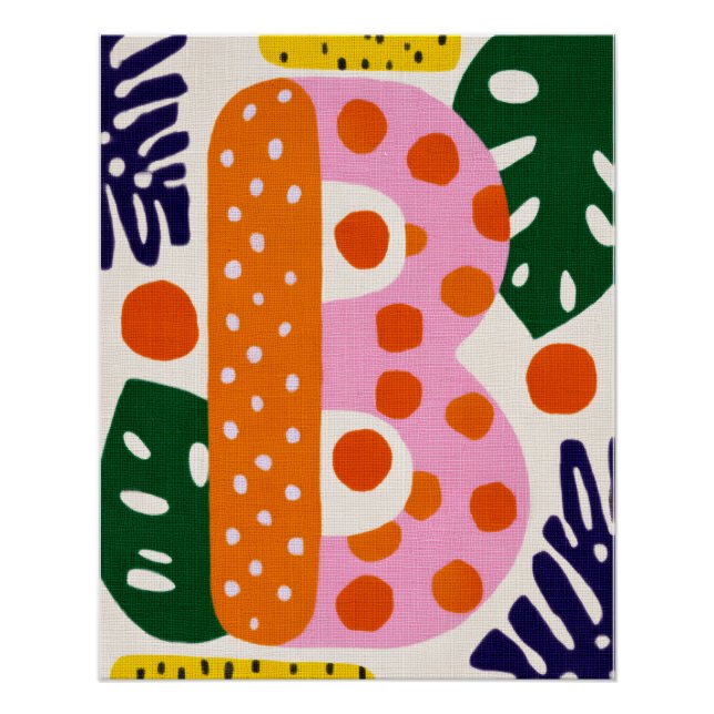 Affiche de lettre B monogramme déco dopamine lumin (Devant)