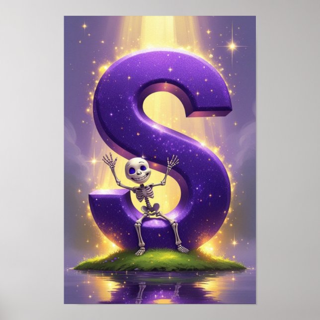 Affiche de lettre d'Halloween S Squelette d'alphab (Devant)