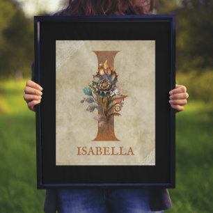 Affiche de lettre florale Steampunk I