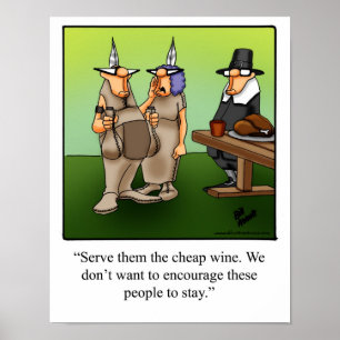 Affiche de l'Humour de Thanksgiving "Cheap Wine"
