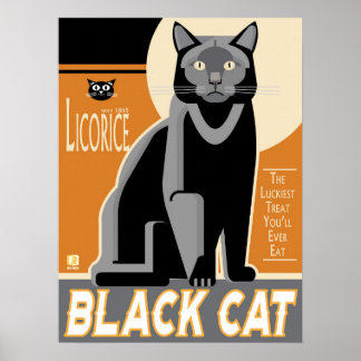 Affiche de licence de chat noir