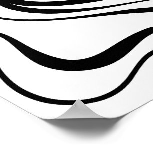 Affiche de lignes ondulées noires et blanches abst