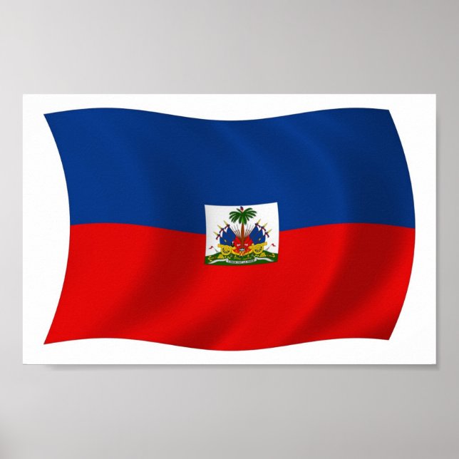 Affiche de l'impression du drapeau d'Haïti (Devant)