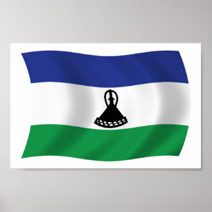 Affiche de l'impression du drapeau du Lesotho