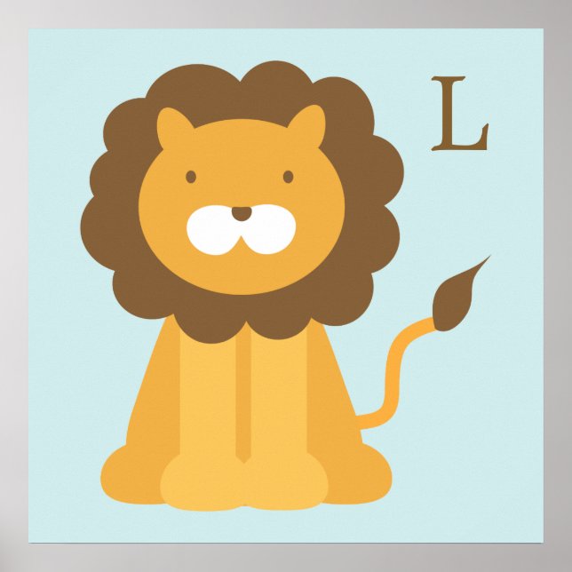 Affiche de lion de dessin animé pour enfants (Devant)