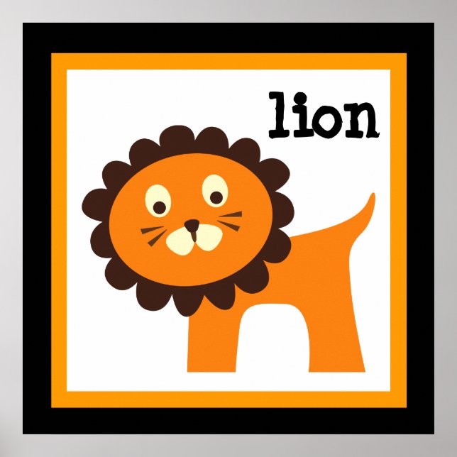 Affiche de lion mignon pour la chambre de bébé et  (Devant)