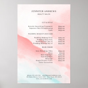 Affiche de liste de prix à l'aquarelle