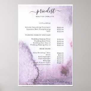 Affiche de liste de prix d'aquarelle