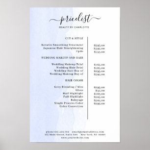 Affiche de liste de prix d'aquarelle moderne